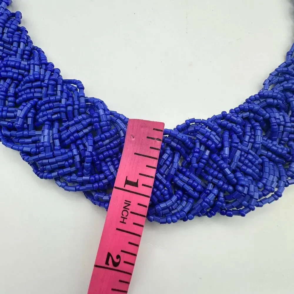 Glass Seed Beads Braided Chunky Necklace Statement Maximalism Choker